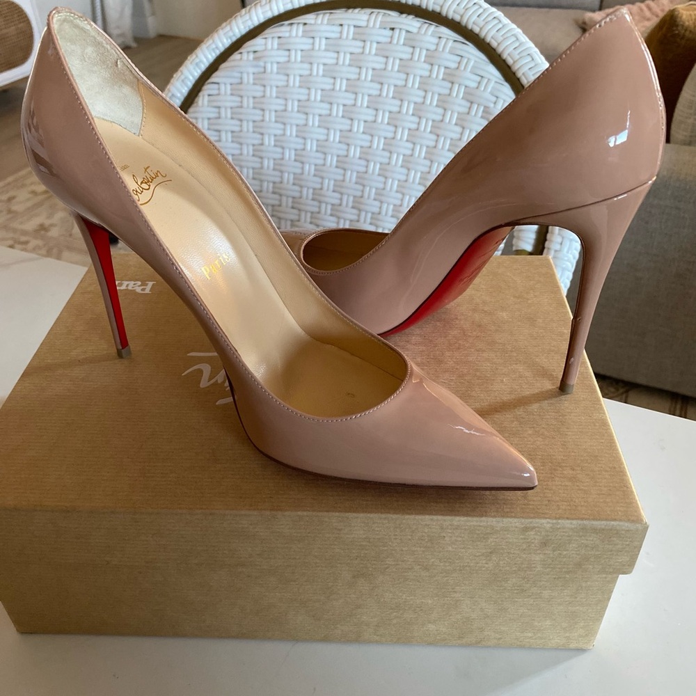 Christian Louboutin Nude Patent Leather Heels 100